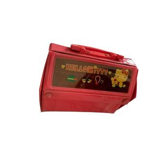 Vintage 1997 Sanrio Hello Kitty Foldable Red Clear Lunch Pencil Box RARE